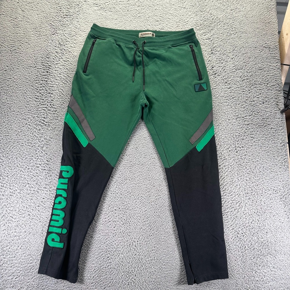 Black Pyramid Pant Men 3XL Green Cotton Track Tapered Sports Running Performance